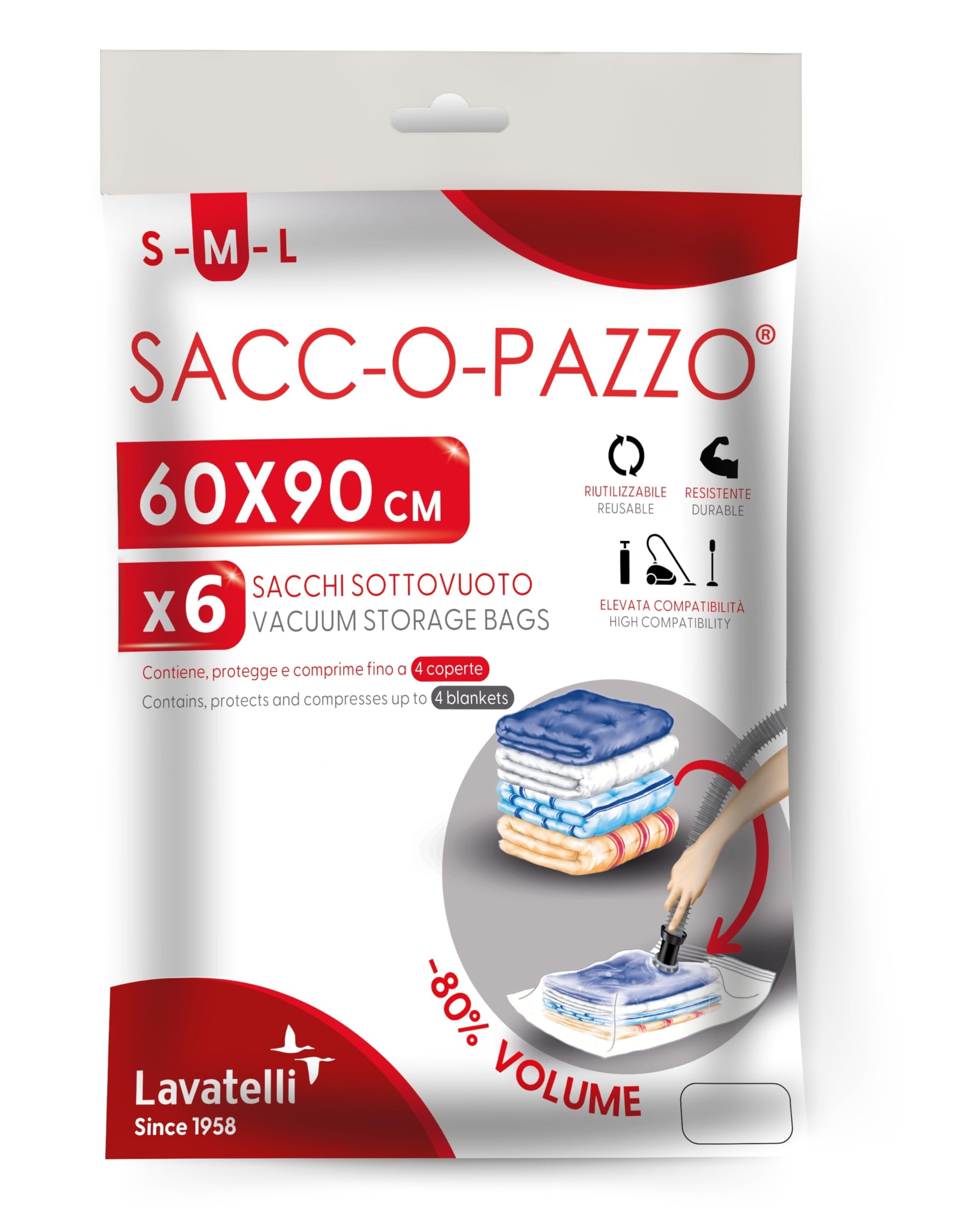 Lavatelli sacchetti sottovuoto 60x90 cm 6 pezzi piumoni
