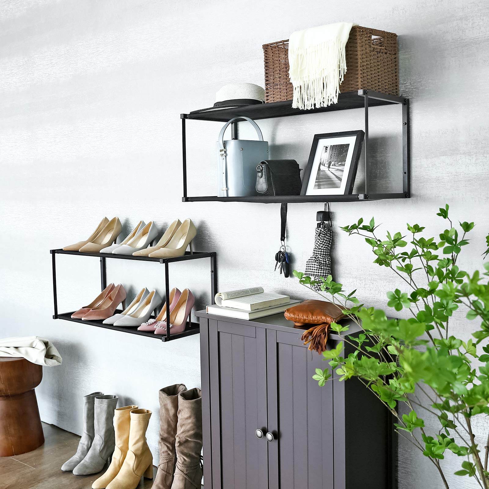 Songmics LSC22BK scarpiera parete 71x28x30 cm 2 pezzi