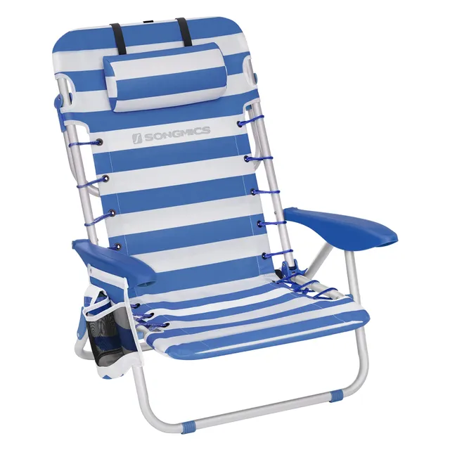 Songmics GCB62BU sedia spiaggia blu-bianco reclinabile