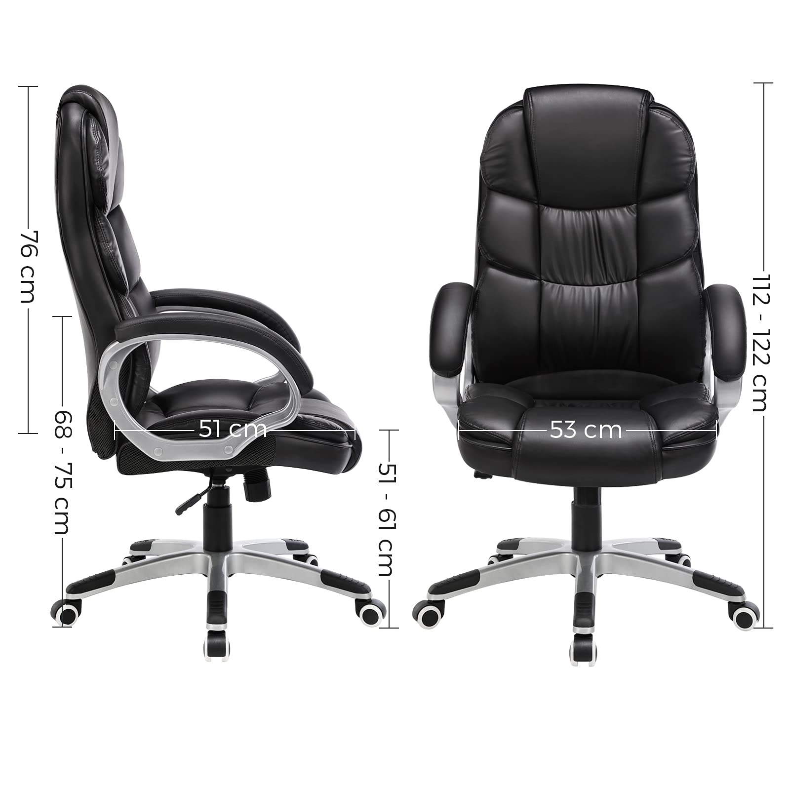 Songmics OBG24B sedia ufficio nero PU 150 kg