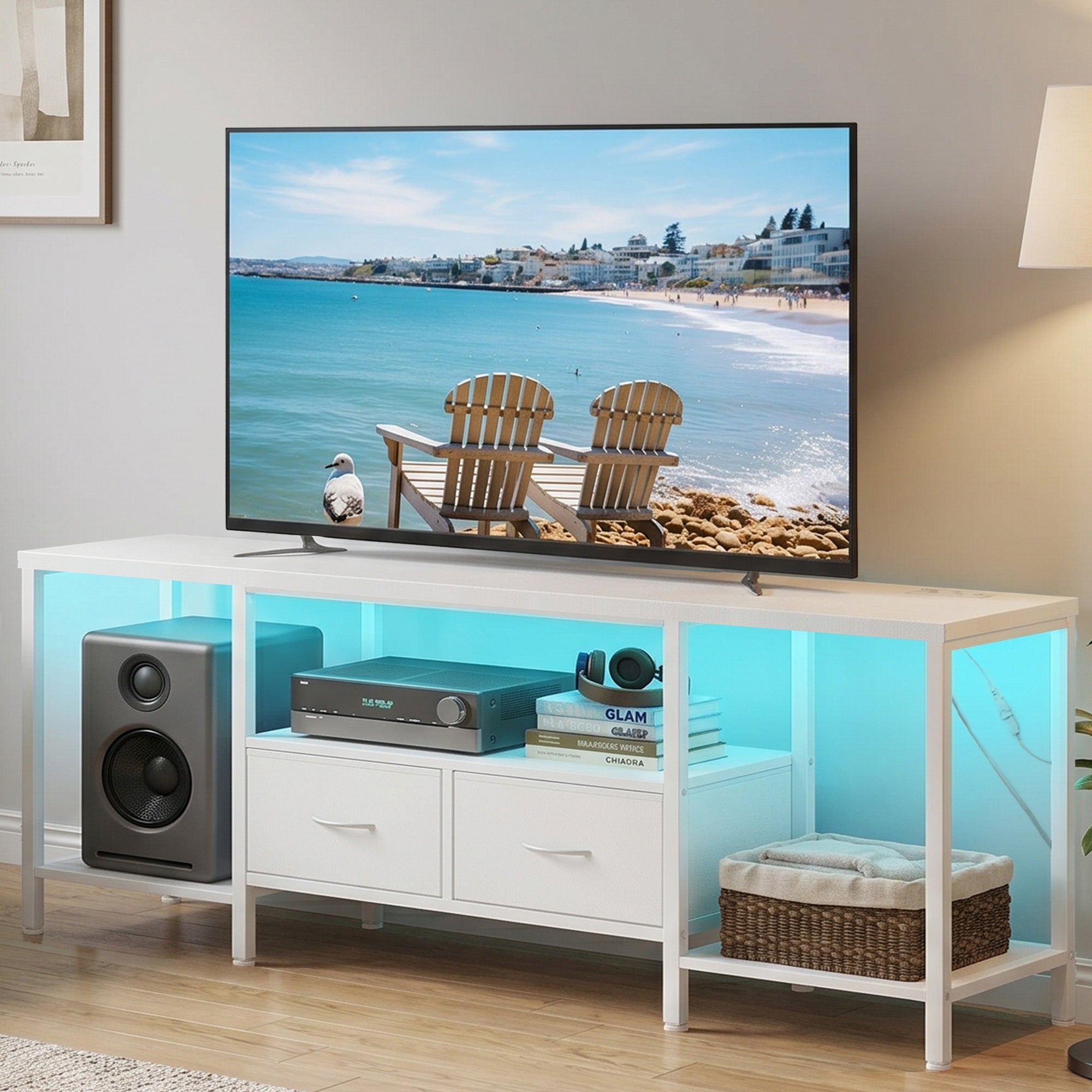 Songmics Bellah mobile TV con prese e luci