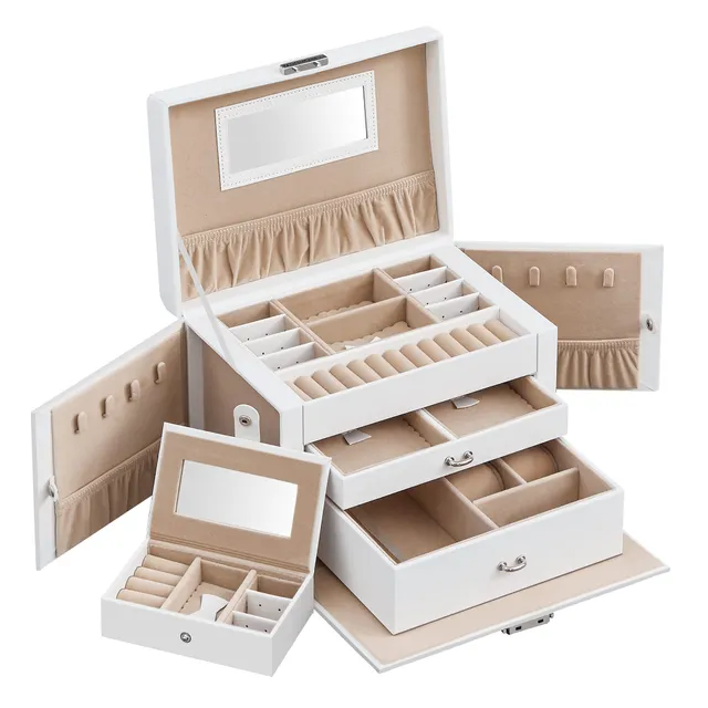 Songmics JBC121W portagioie 3 livelli bianco con serratura