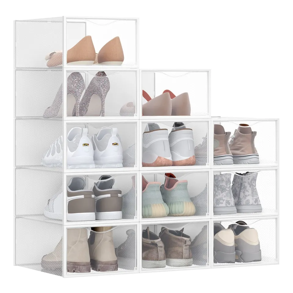 Songmics scatole scarpe impilabili set 12 pezzi con sportello