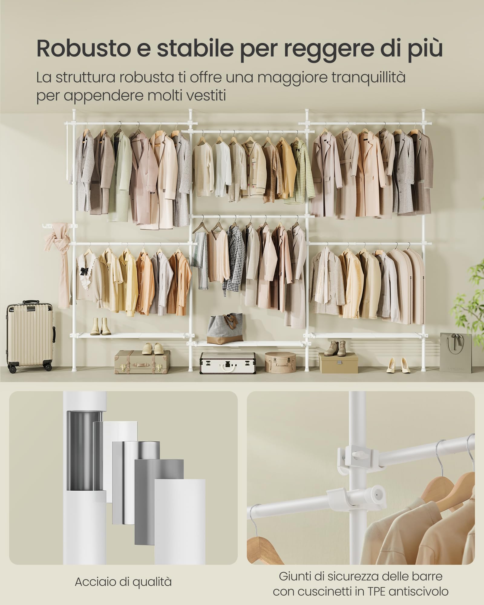Songmics HSR155W01-3 armadio aperto bianco regolabile