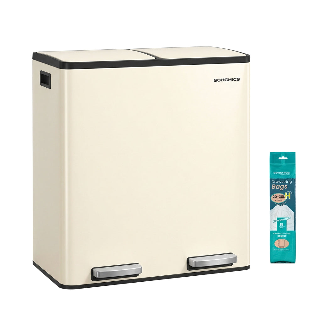 Songmics ULTB160AZ01 pattumiera acciaio 2x30 L mandorla pedale