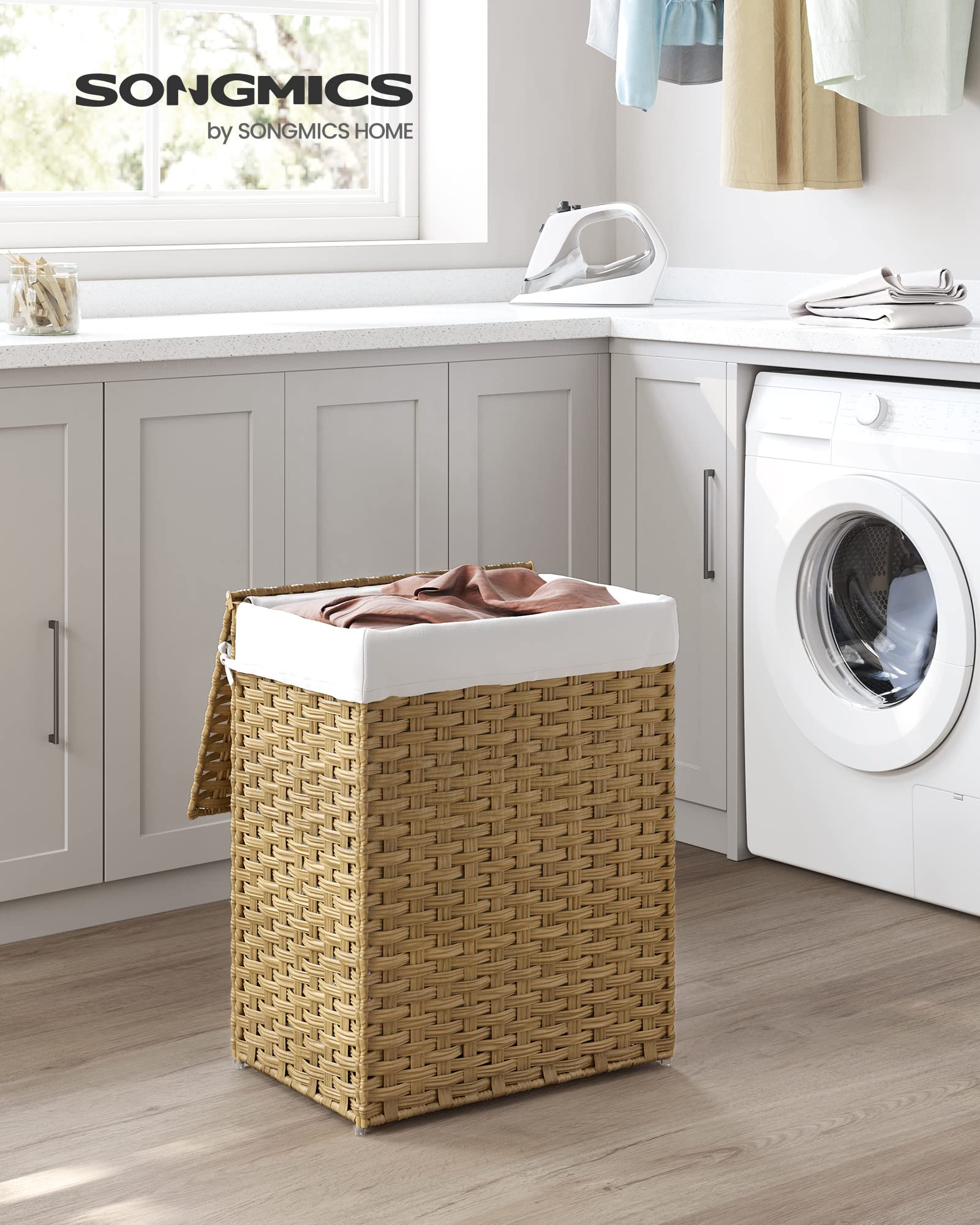 Songmics LCB51NL Cesto Portabiancheria 90L Naturale