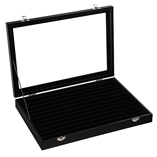 Songmics JDS301 Portagioie Nero 100 Anelli con Vetro