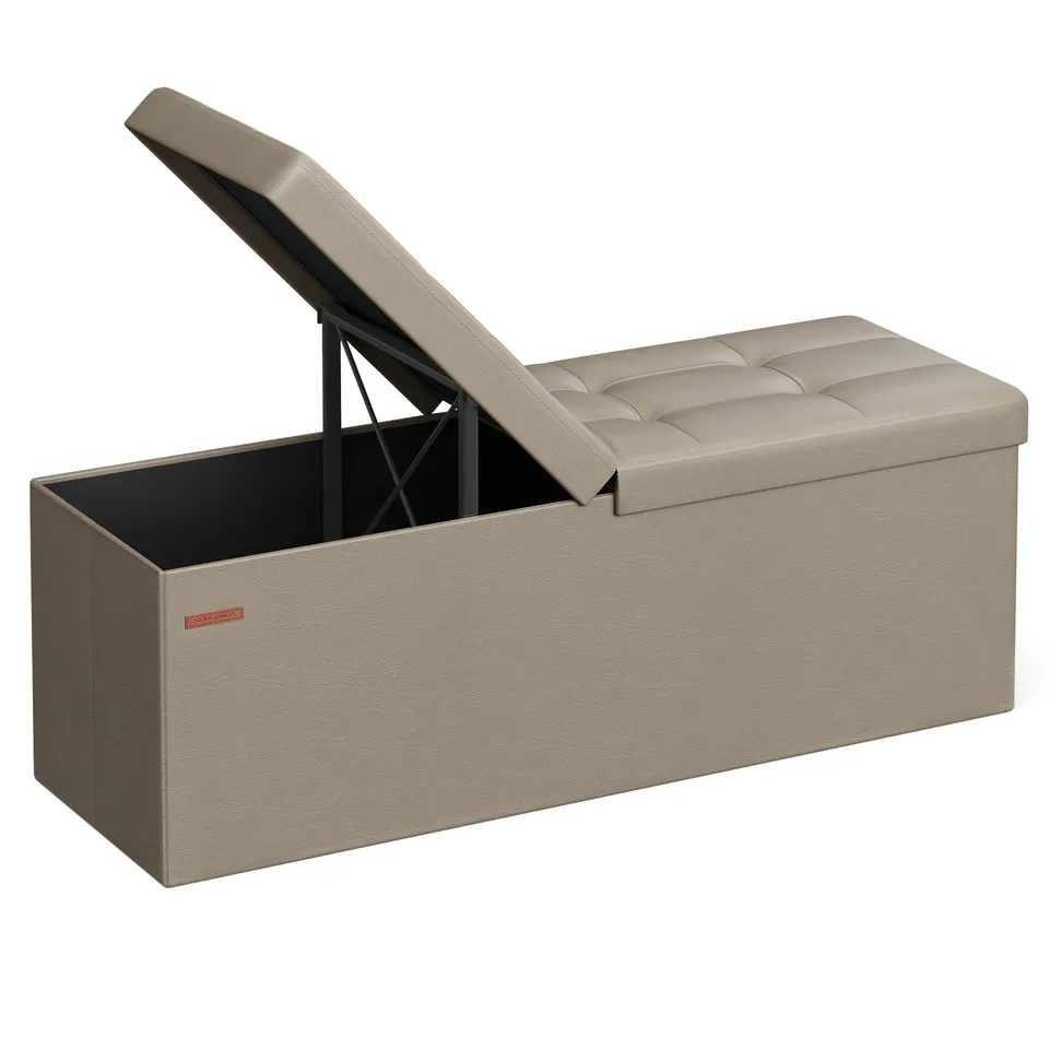 Songmics pouf contenitore pieghevole 131 litri tortora