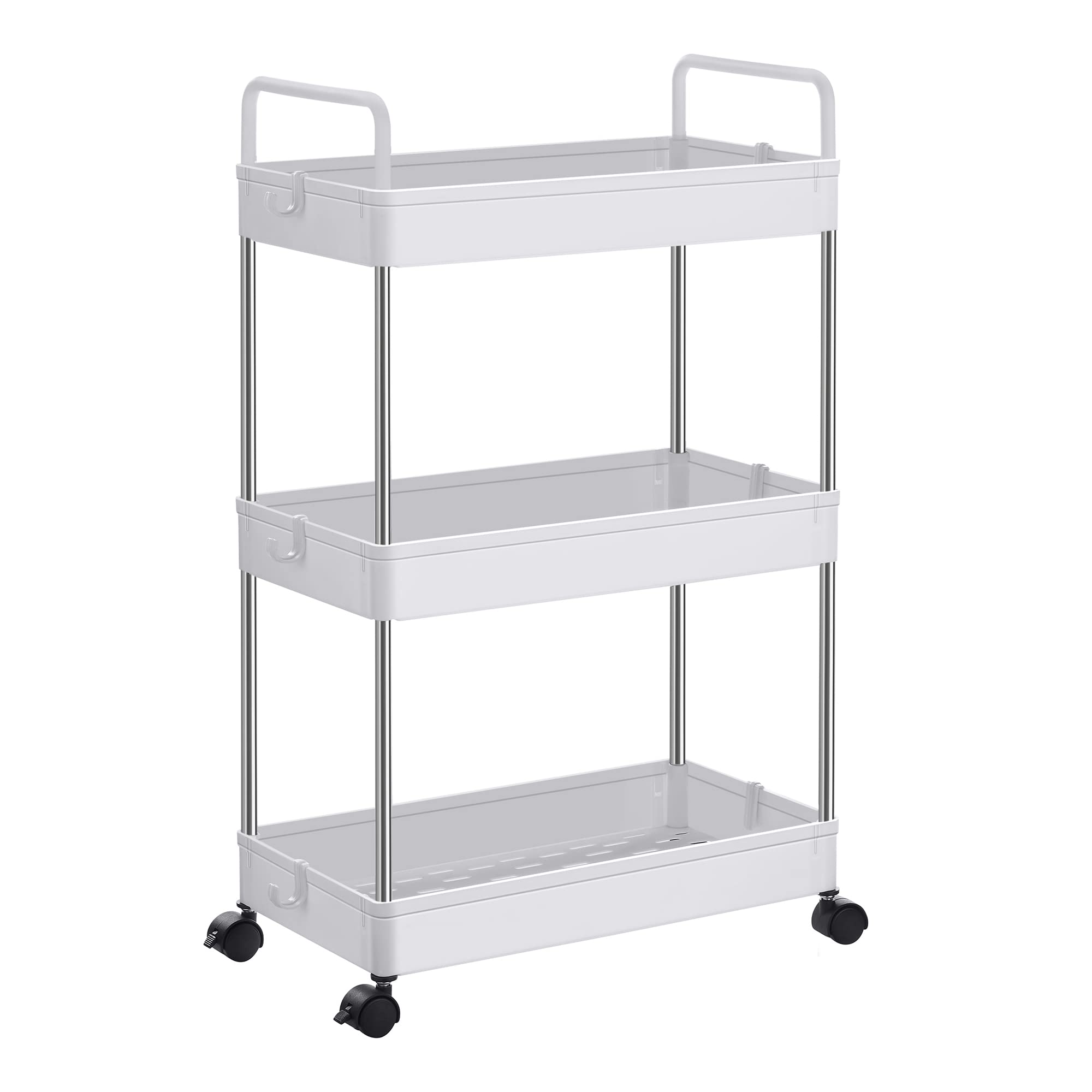 Songmics KSC019W01 carrello 3 ripiani bianco con ruote salvaspazio