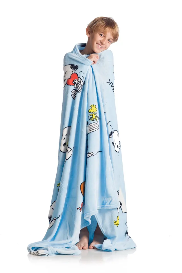 Lavatelli Kanguru Snoopy coperta pile celeste 130x170 calda
