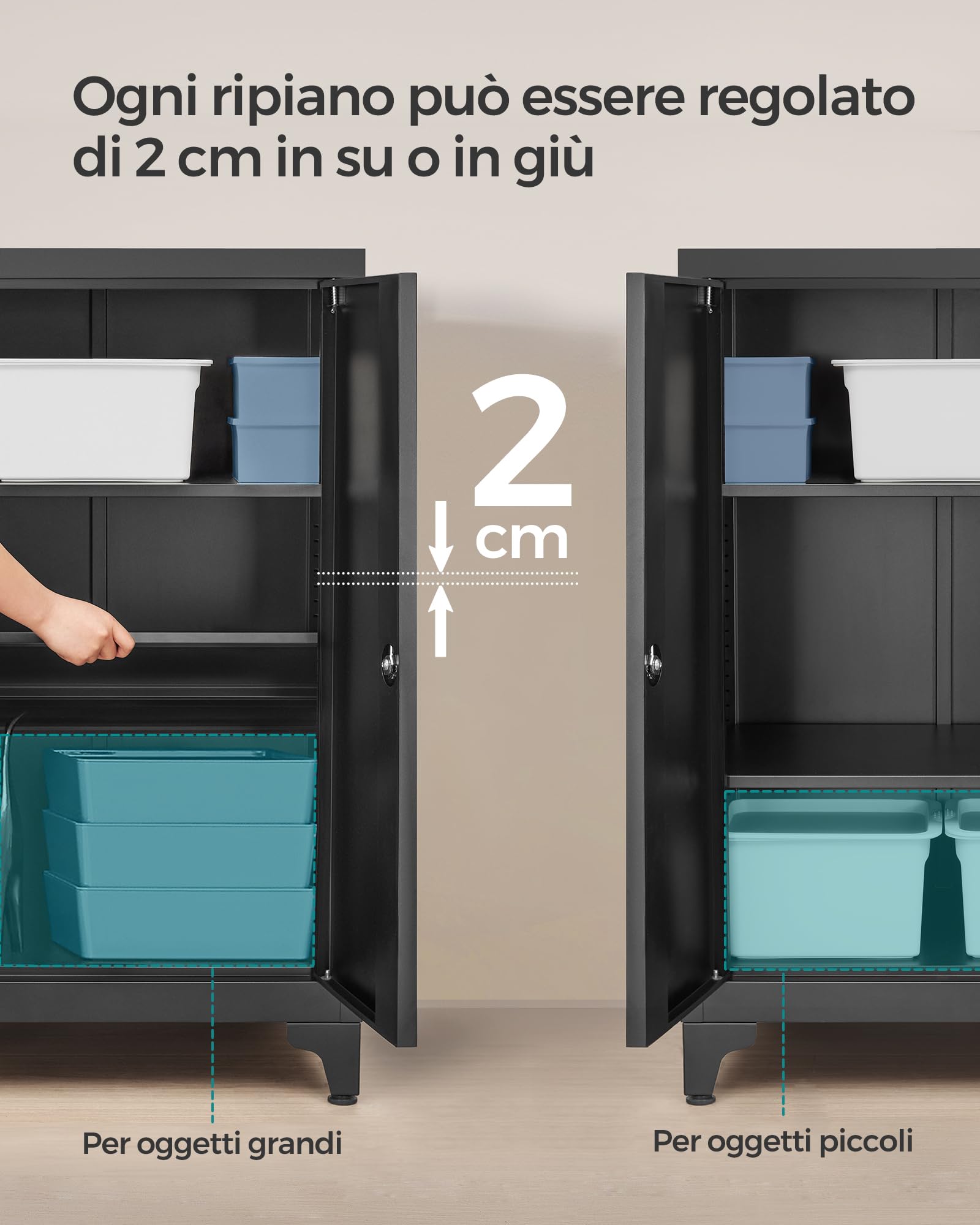 Songmics OMC012B01 armadietto metallo Nero Opaco con serratura