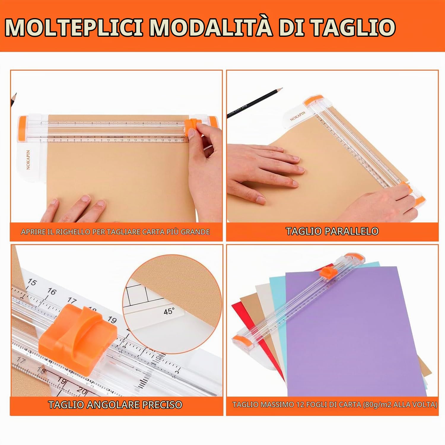 Ediesi Taglierina Carta A4 Bianca con Blocco di Sicurezza