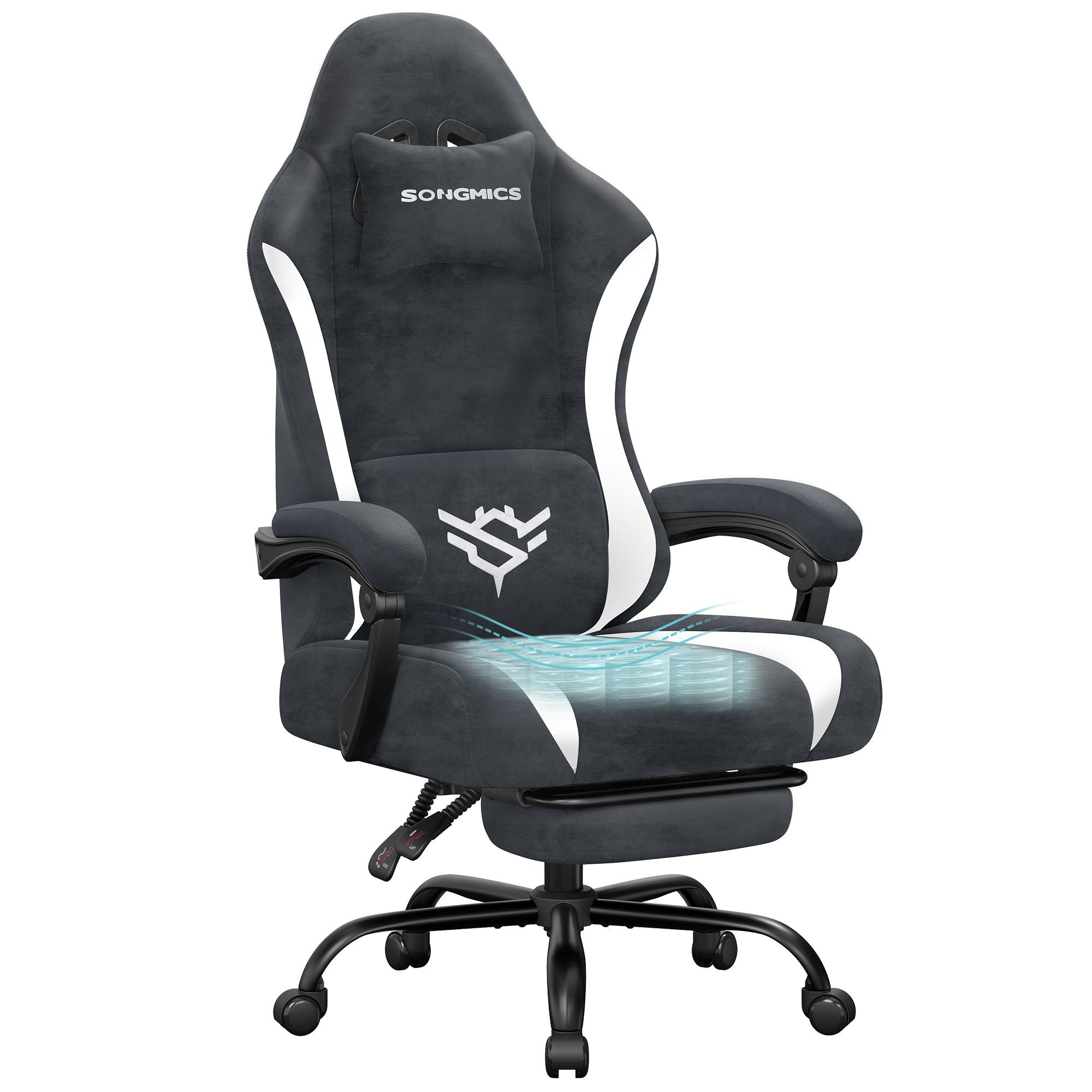 Songmics sedia gaming ergonomica con poggiapiedi