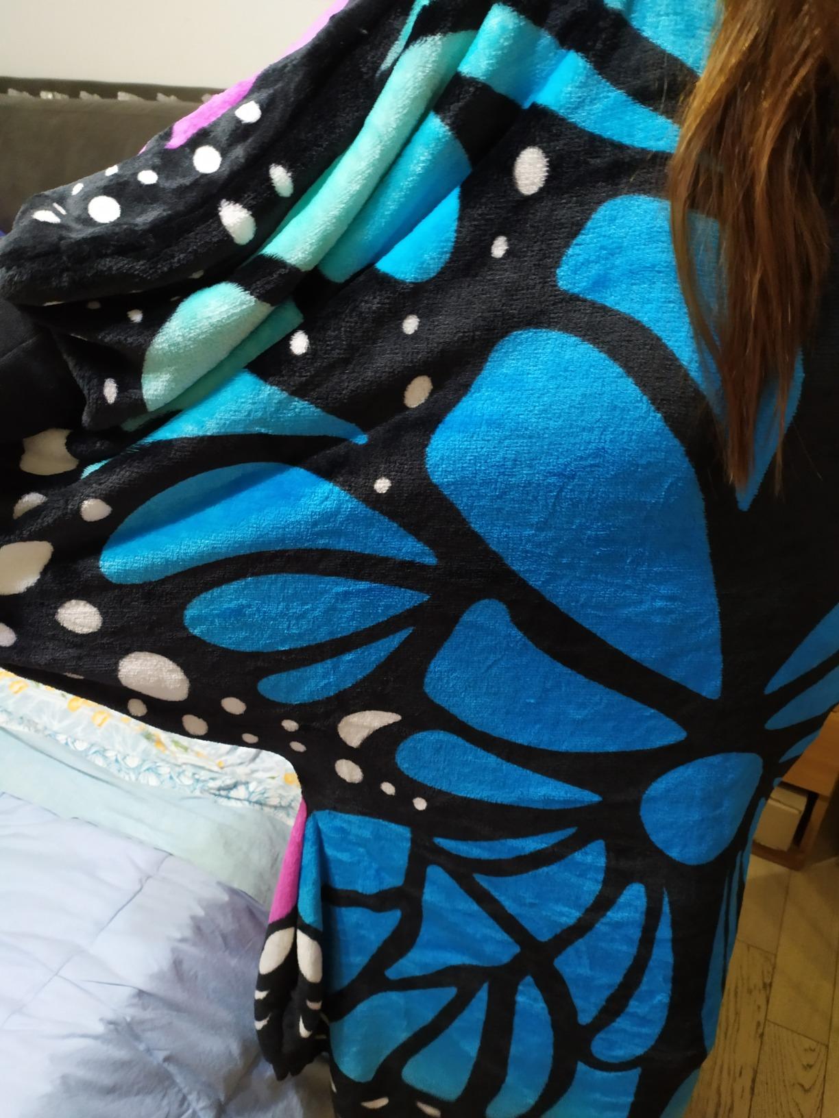 Kanguru Butterfly poncho coperta pile 120x120 cm caldo