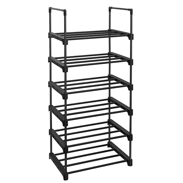 Songmics LSA23BK scarpiera 6 ripiani 45x30x106 cm nero metallo