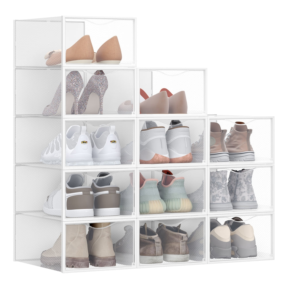 Songmics scatole scarpe impilabili set 12 pezzi con sportello