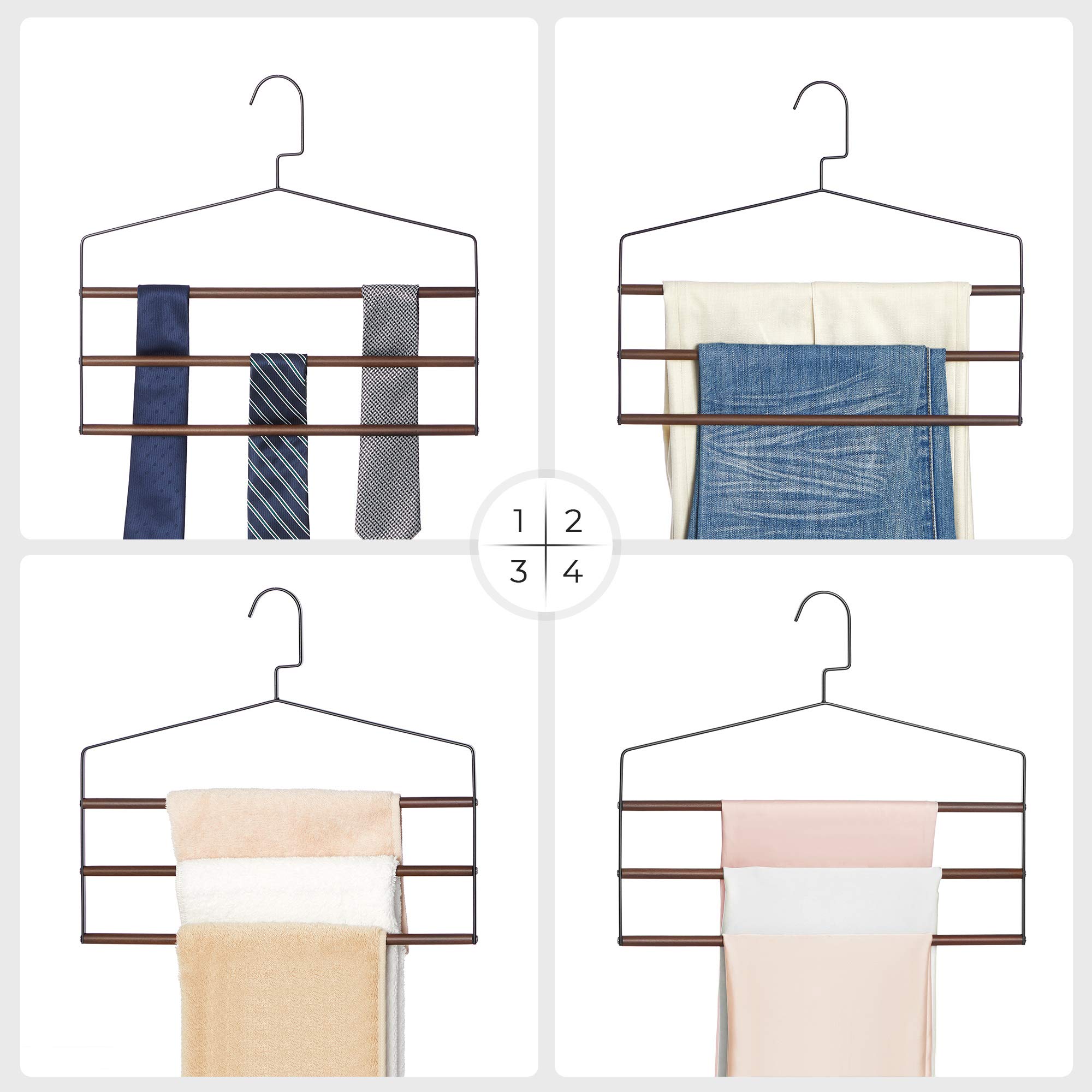 Songmics CRI049B01 Grucce Pantaloni Multiple Set 3 Legno Nero