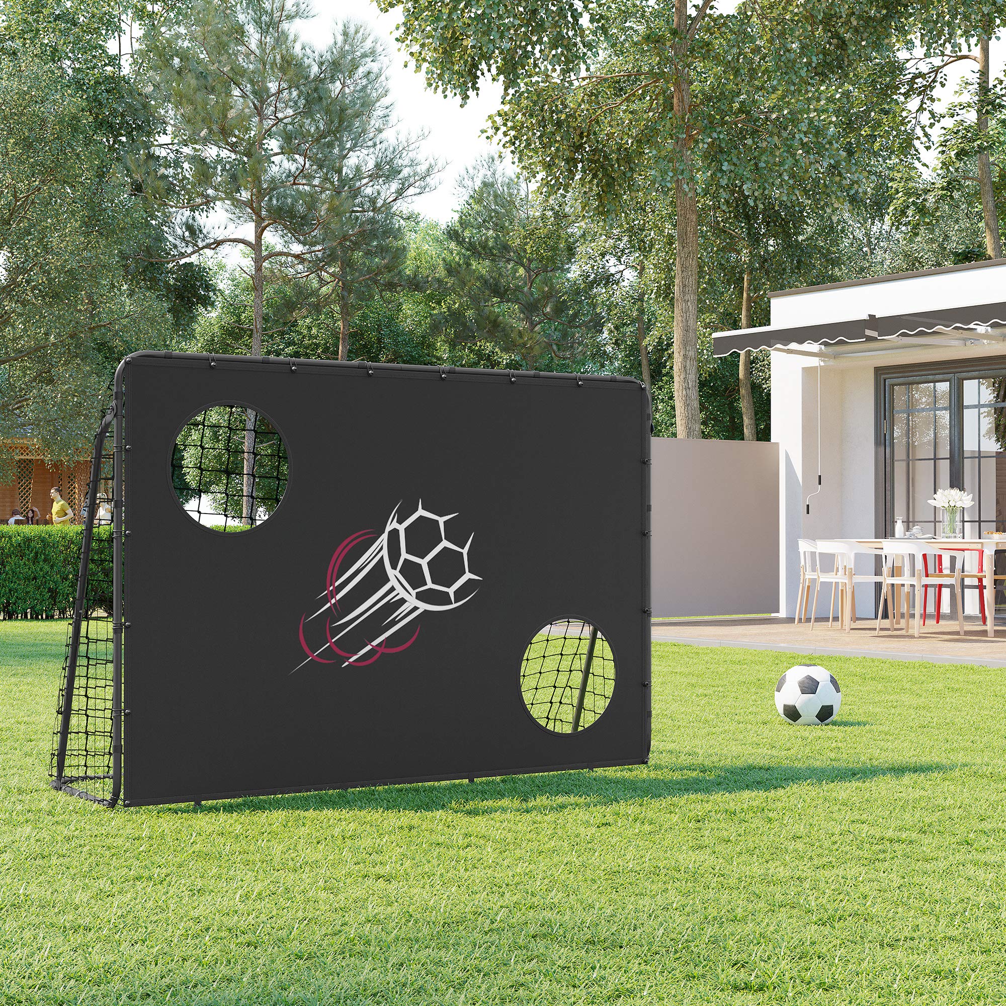 Songmics Porta Calcio 215x150 cm con Telo Bersaglio Acciaio