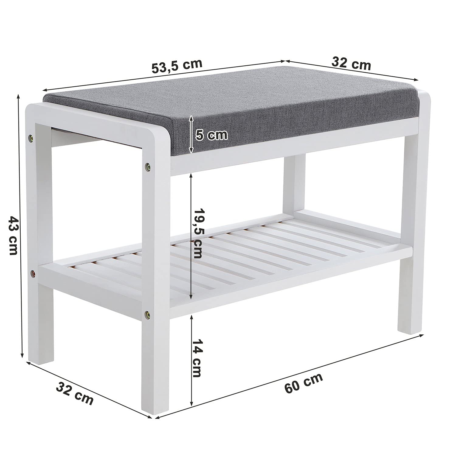 Songmics Sgabello Scarpiera Bambu 60x32x43 Portata 158 kg
