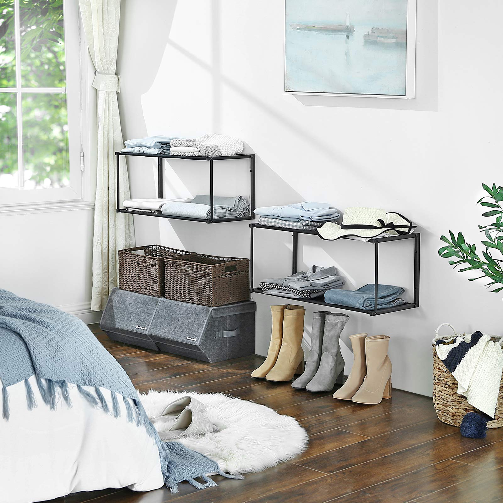 Songmics LSC22BK scarpiera parete 71x28x30 cm 2 pezzi