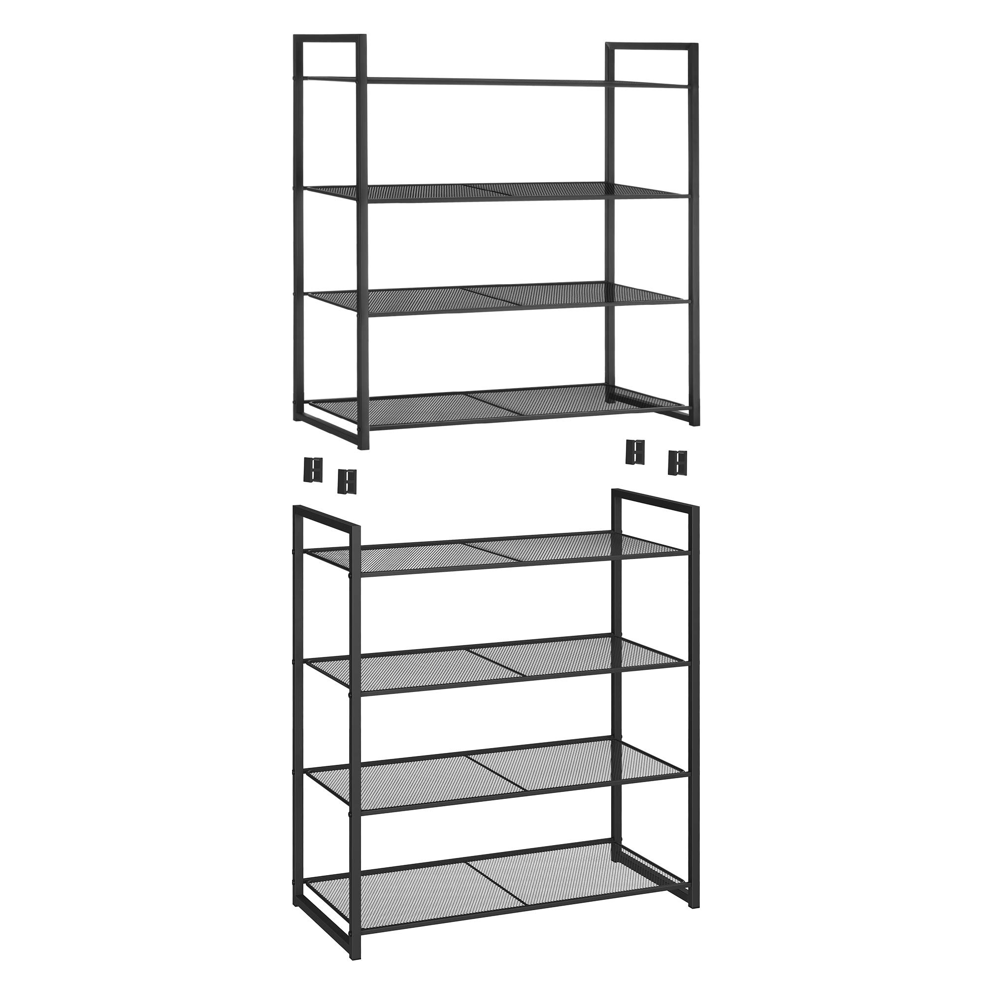 Songmics LMR084B01 scarpiera 4 livelli 63x30x72 cm nero metallo