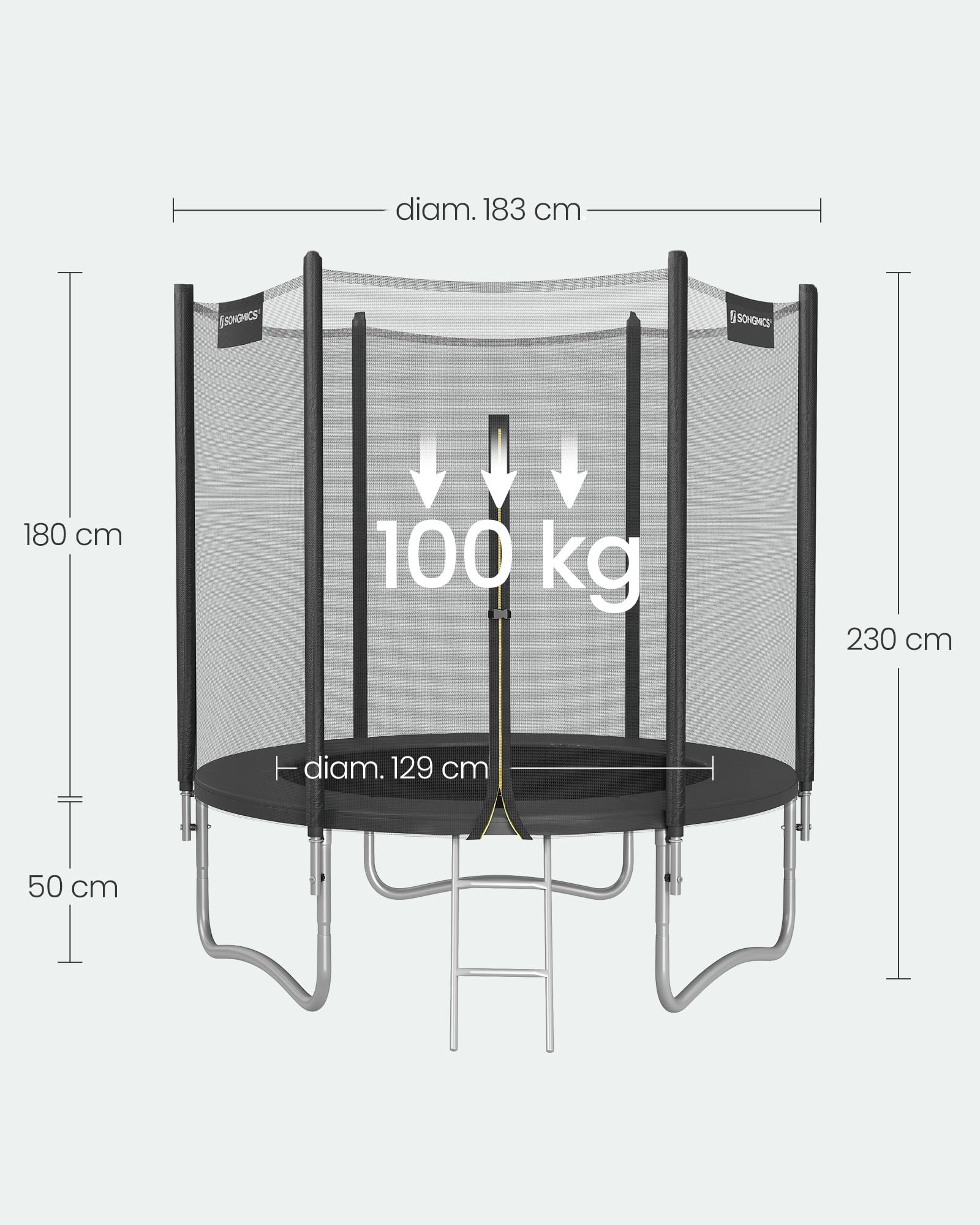 Songmics trampolino esterno bambini 244 cm rete 150 kg