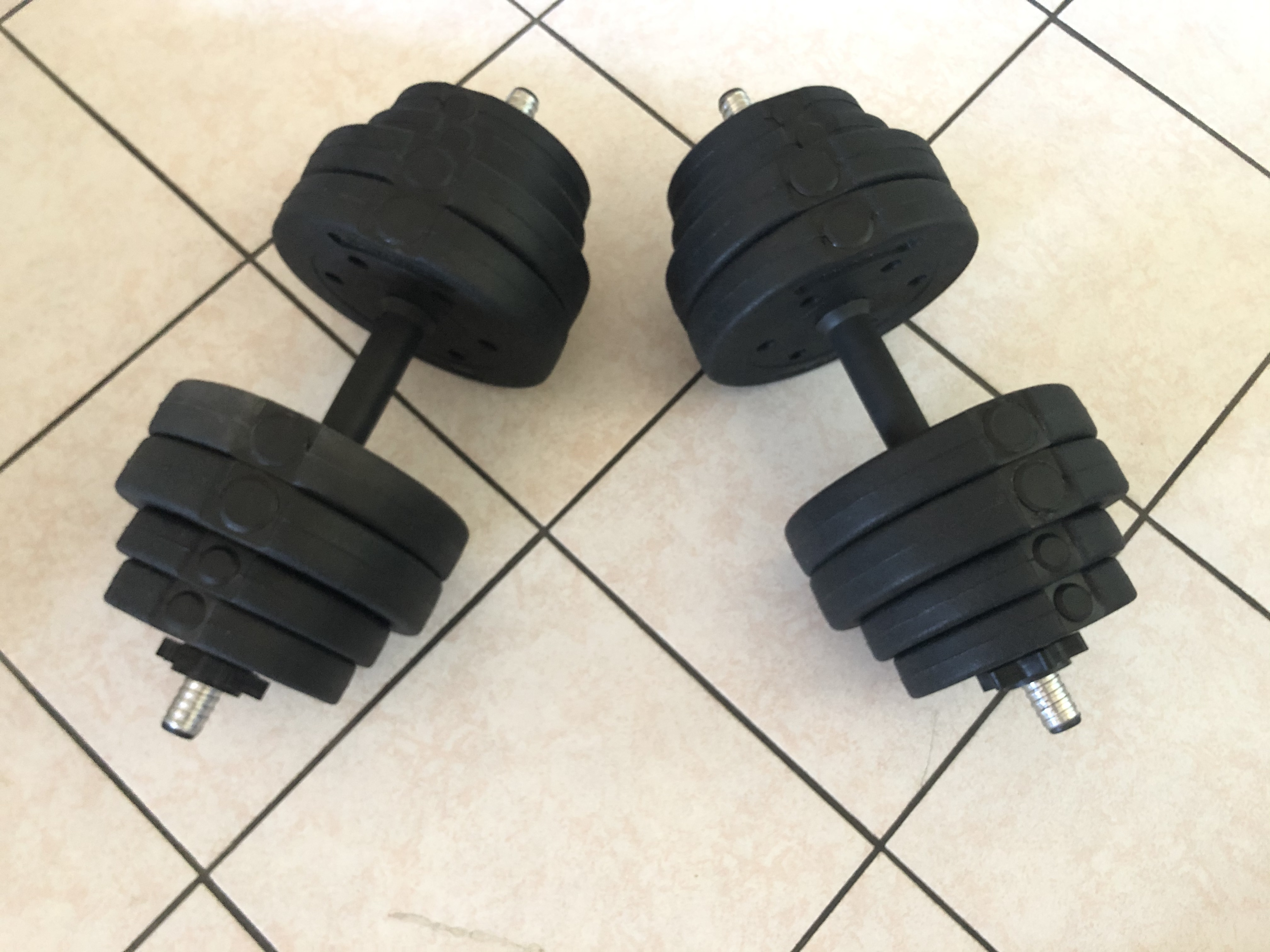 Songmics 2 in 1 Set Manubri 2 x 15 kg Nero Regolabile