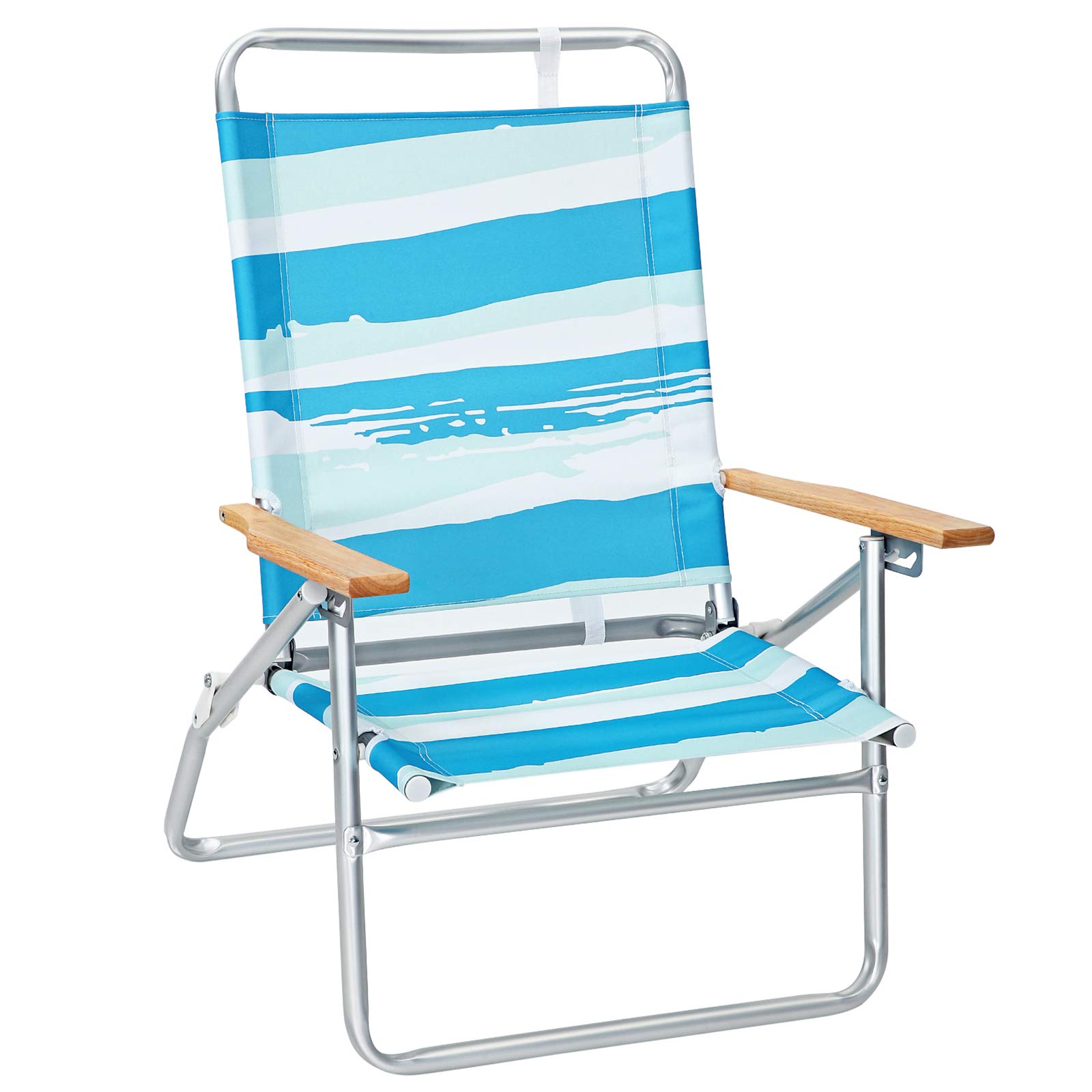 SONGMICS GCB66UW Sedia da Spiaggia a Righe Blu Verde Bianco