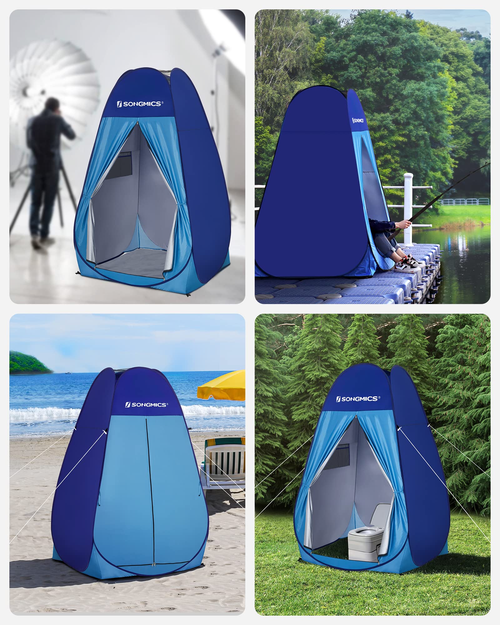 Songmics GPT100Q01 tenda doccia pop-up blu 2 tasche