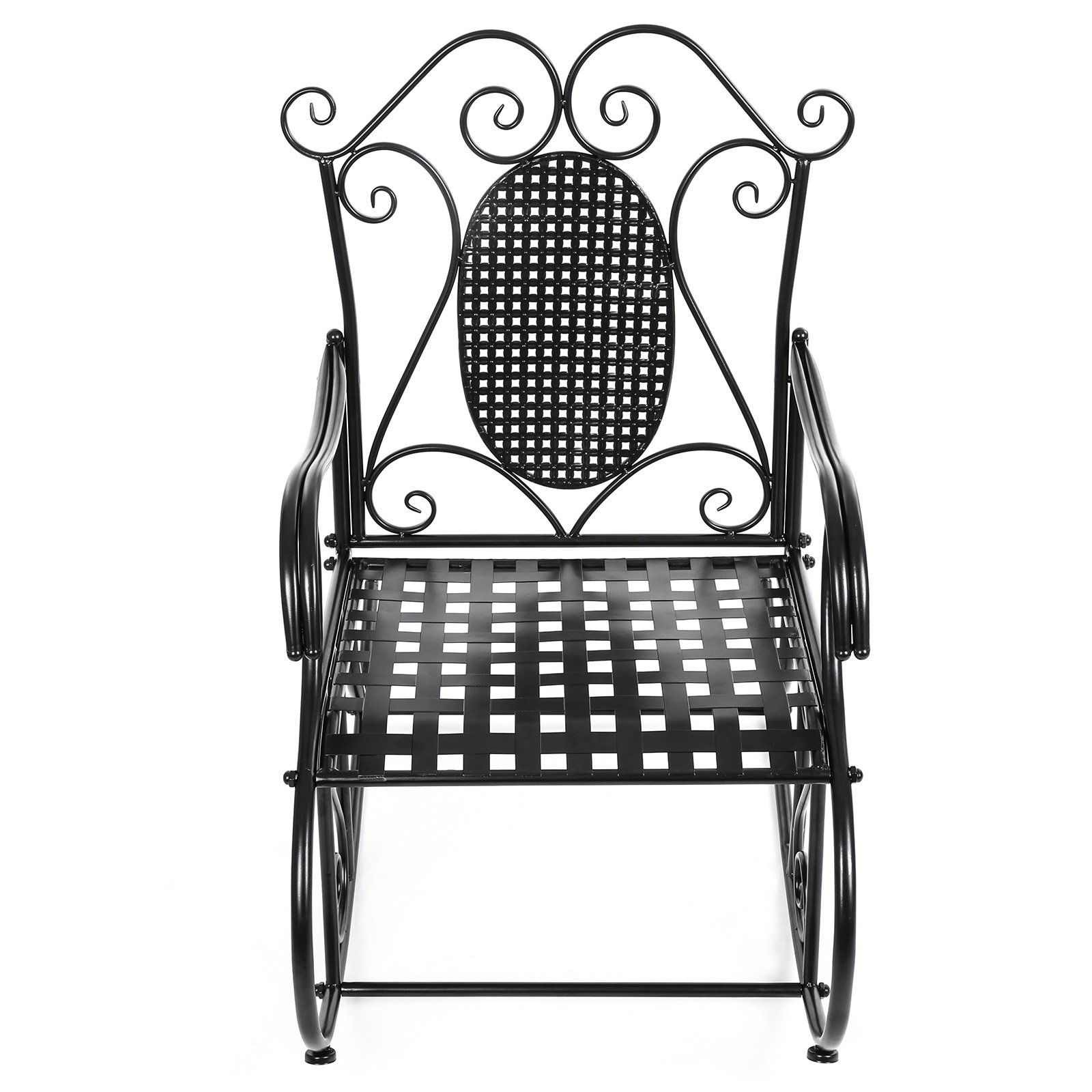 Songmics GRC101B poltrona a dondolo ferro balcone giardino