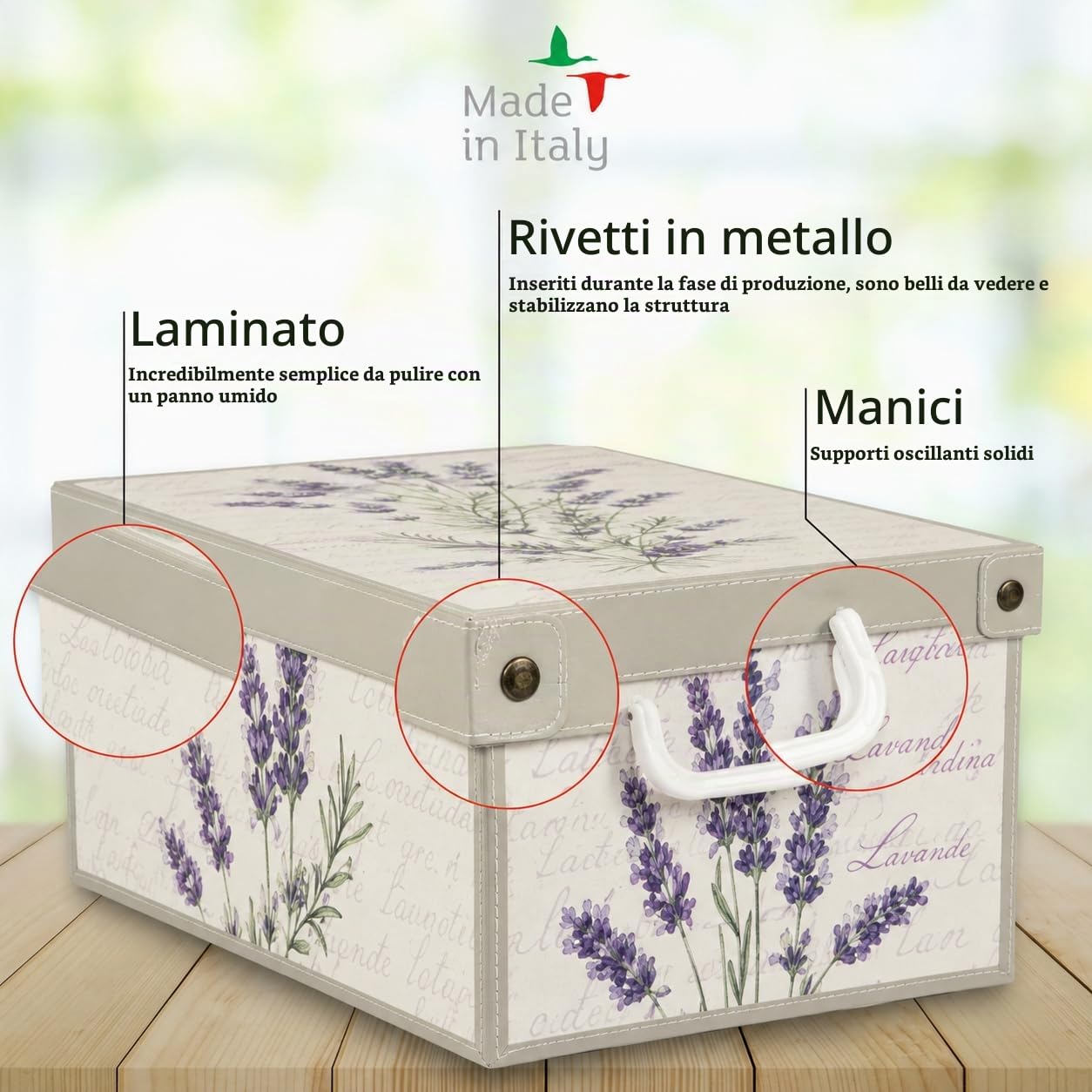 Lavatelli Lavanda scatole armadio cartone 25x35x17,5 cm set 4 pezzi