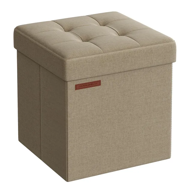 Songmics LSF027K01 pouf contenitore 38 cm marrone cammello pieghevole