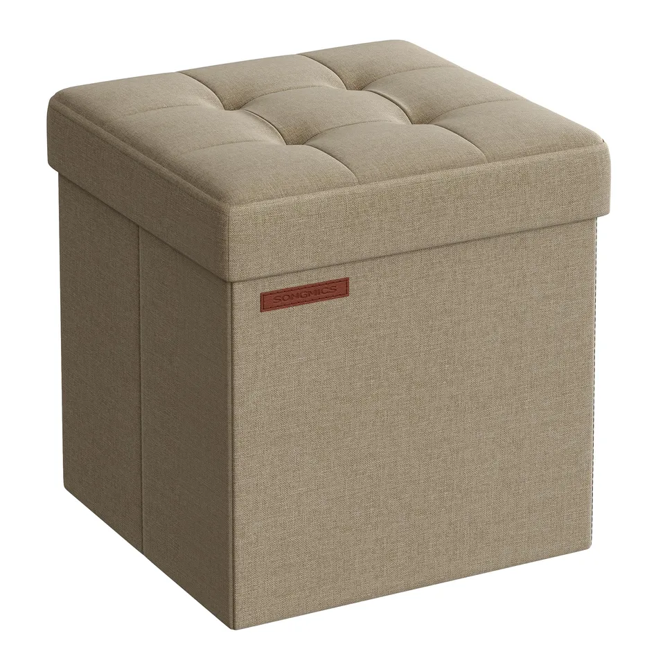 Songmics LSF027K01 pouf contenitore 38 cm marrone cammello pieghevole