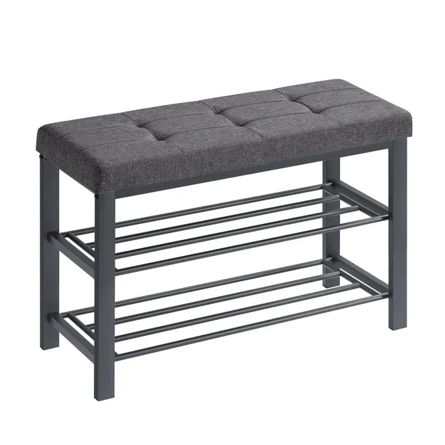 Songmics LBS57GYZ panca scarpiera 80 cm grigio scuro 3 ripiani