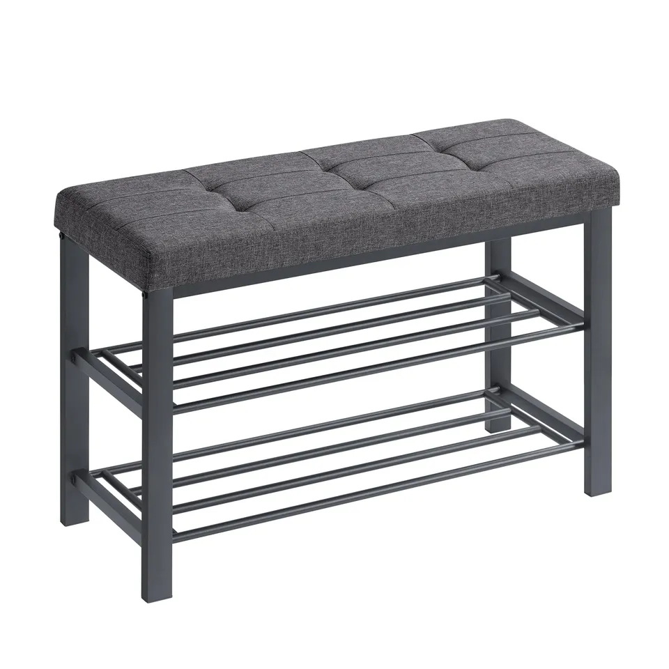 Songmics LBS57GYZ panca scarpiera 80 cm grigio scuro 3 ripiani