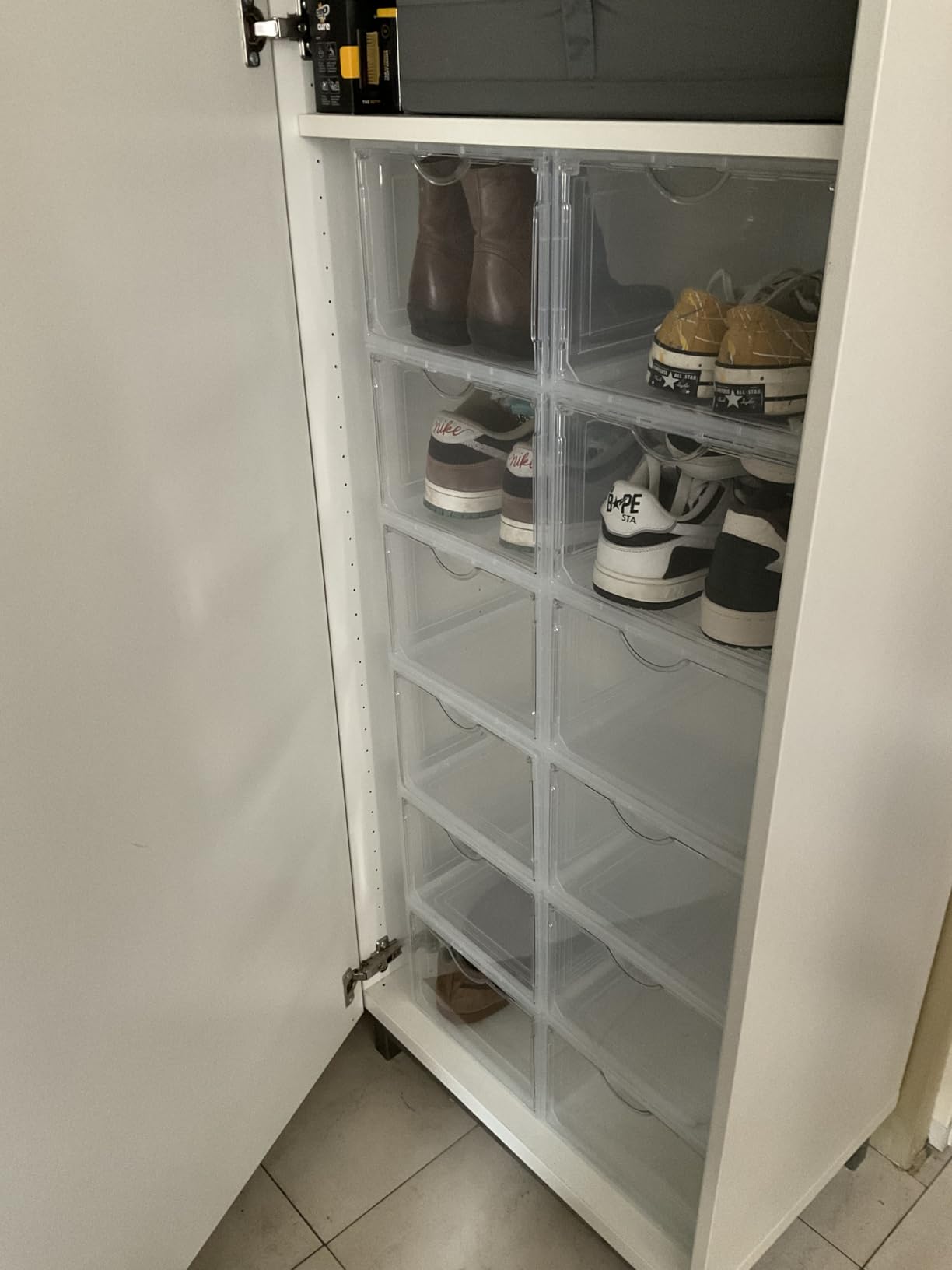 Songmics Scatole Scarpe 12 Pezzi 34x25x18 Bianche Impilabili