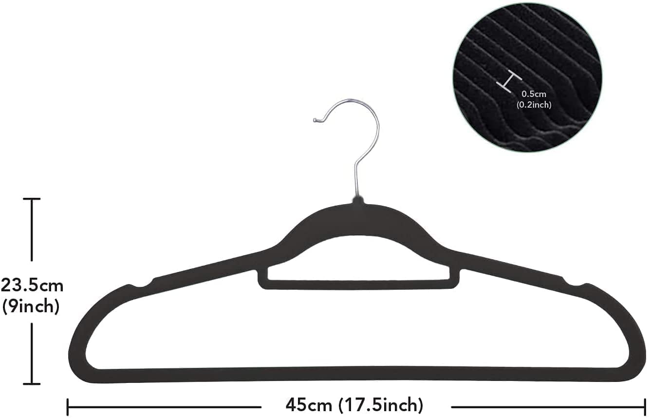 Ediesi gruccia velluto nero antiscivolo 120 pezzi
