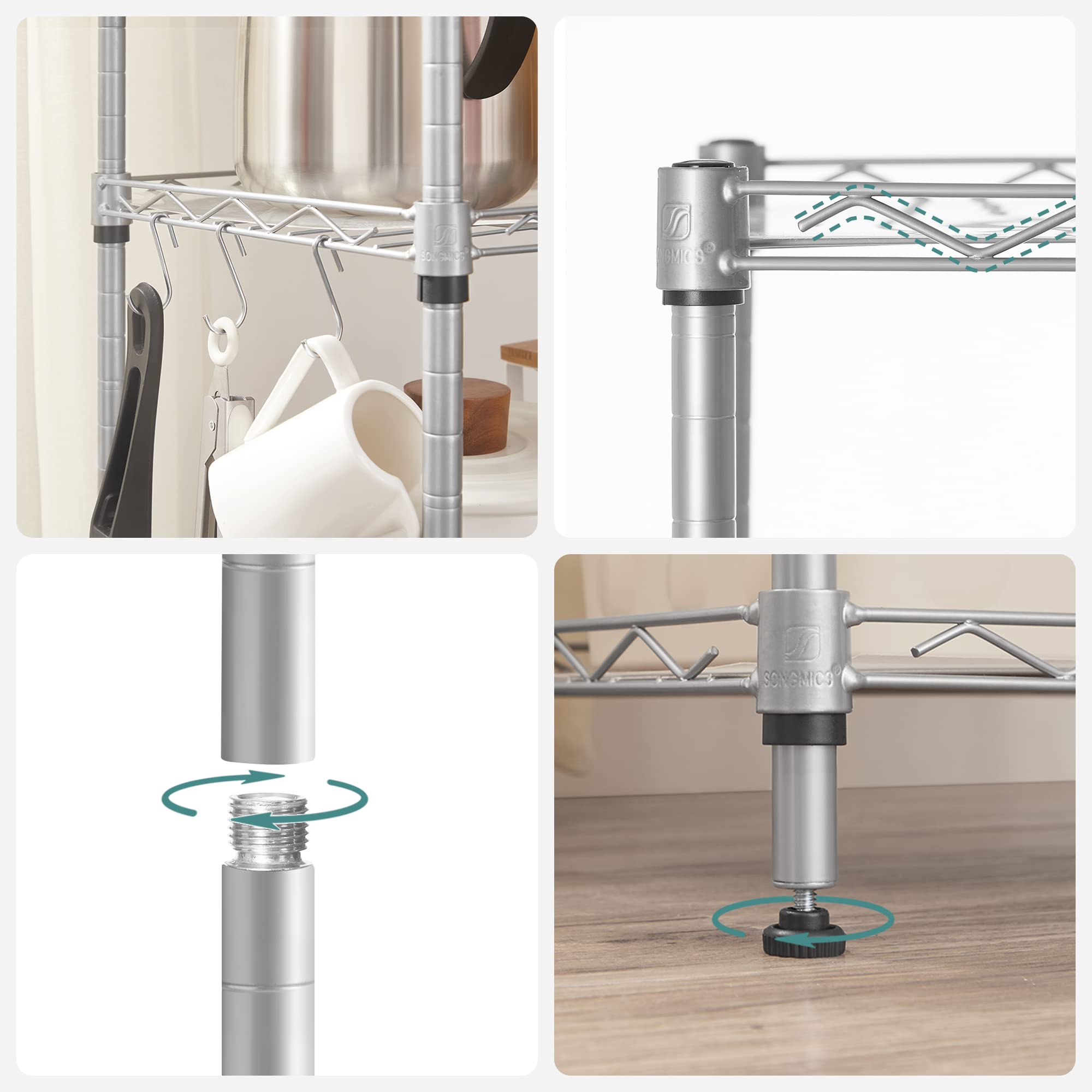 Songmics LGR116E01 scaffale metallo argento 6 ripiani 40x30