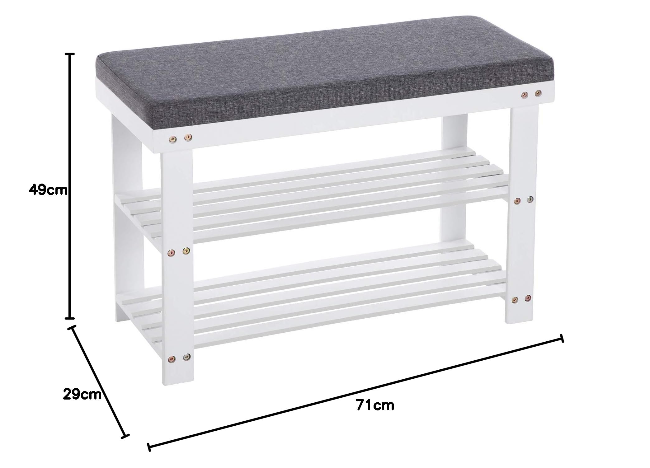 Songmics LBS604W01 panca scarpiera 2 livelli bianca 71 cm