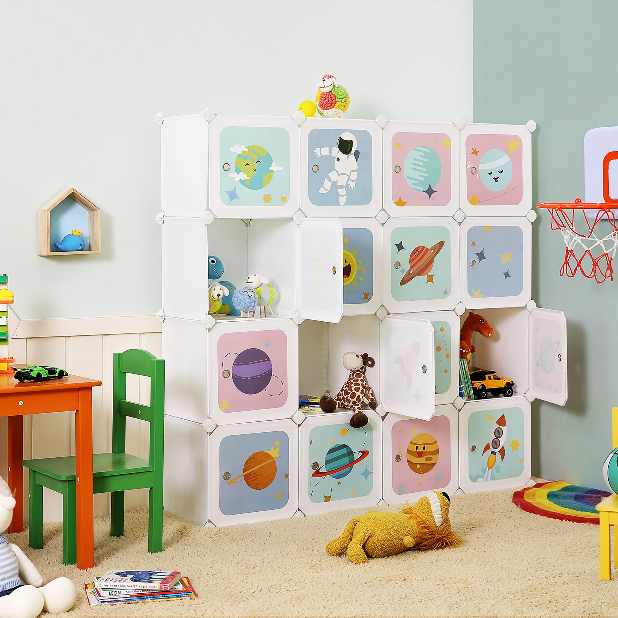 Songmics LPC902W Scaffale 15 Cubi 153cm Bianco Bambini