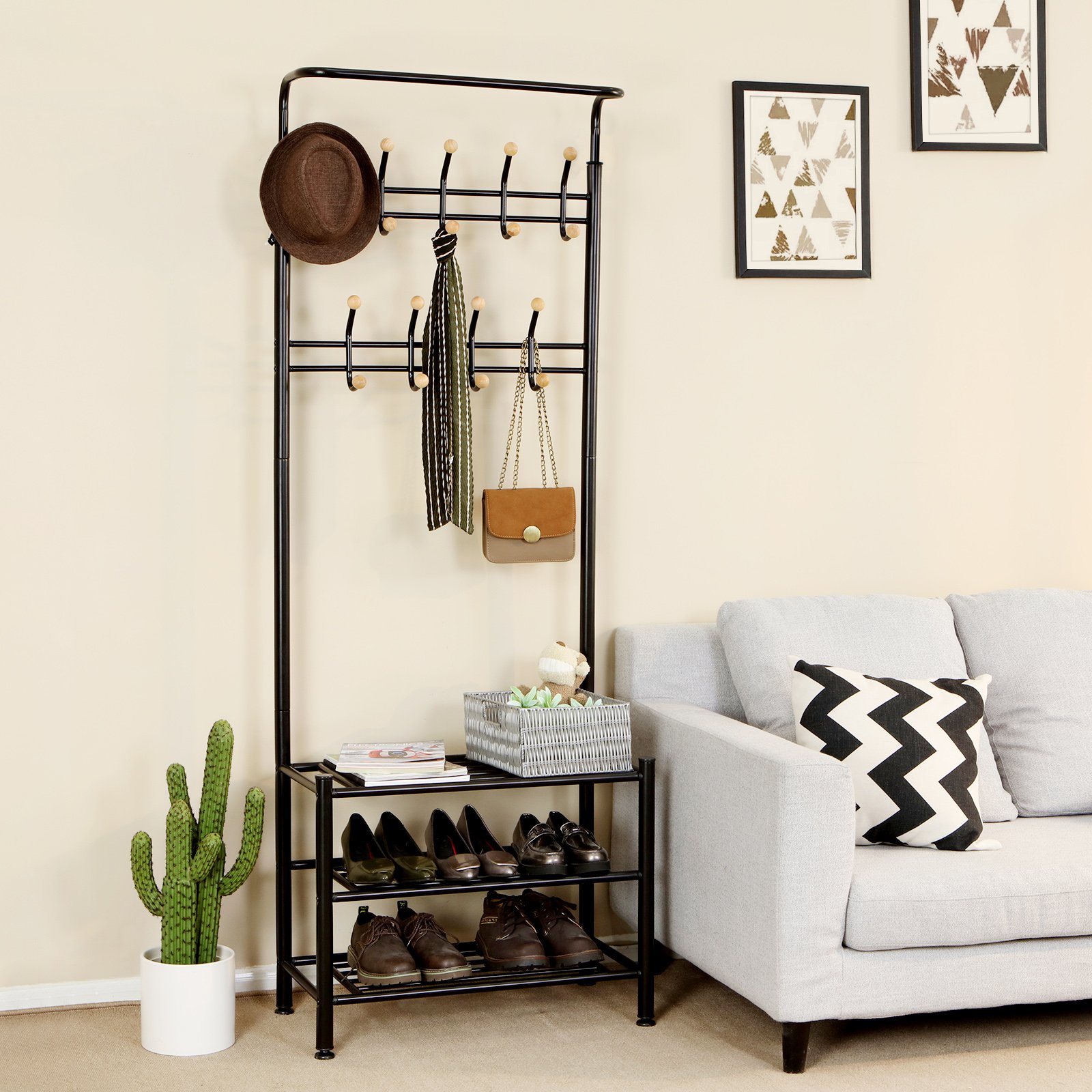 Songmics HSR04B stand appendiabiti nero 187 cm scarpiera