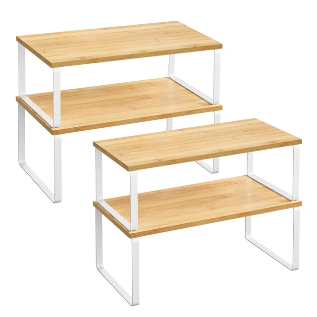 Songmics KCS210W01 set 4 scaffali cucina bianco beige impilabili