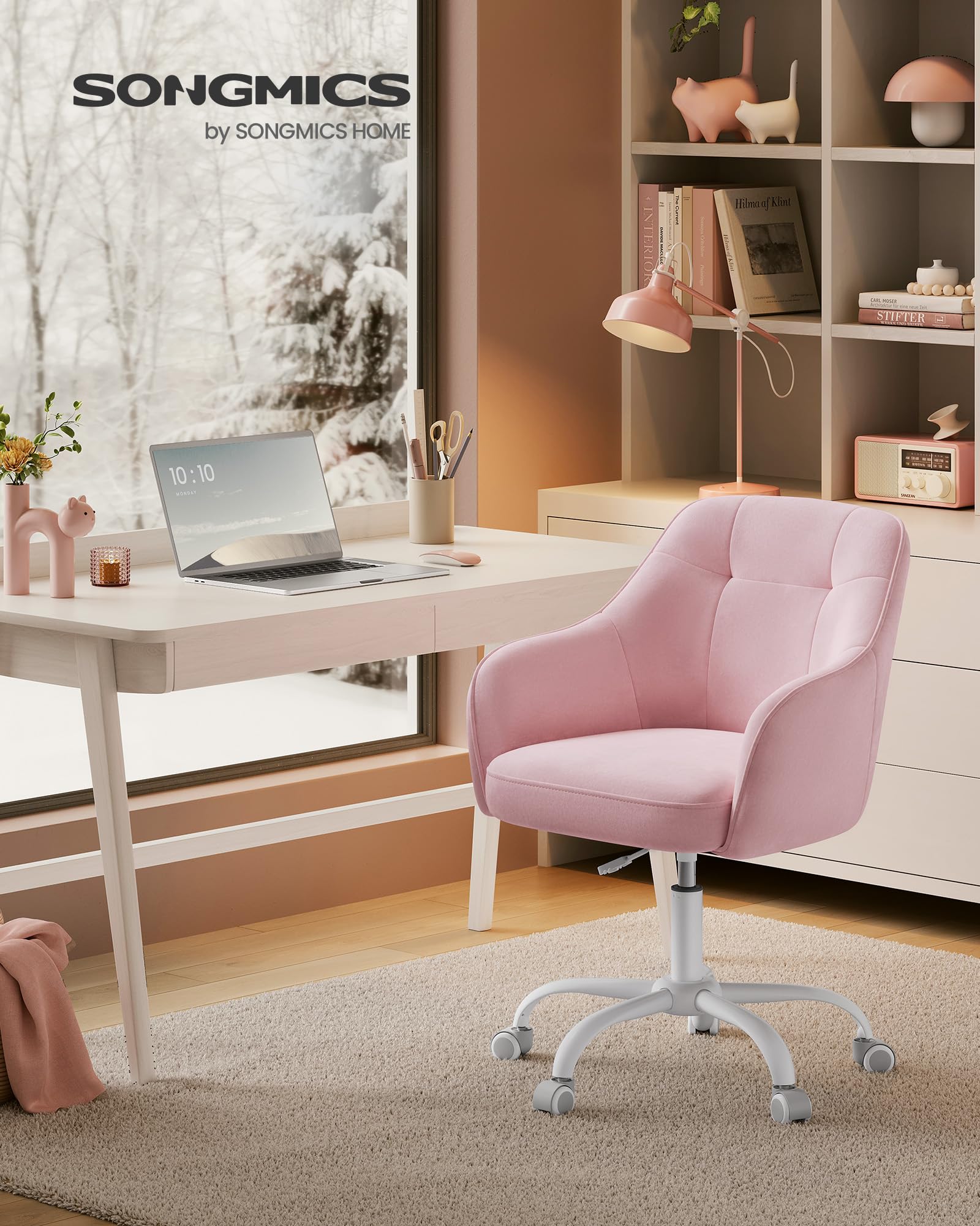 Songmics OBG019P02 sedia velluto rosa gelatina girevole