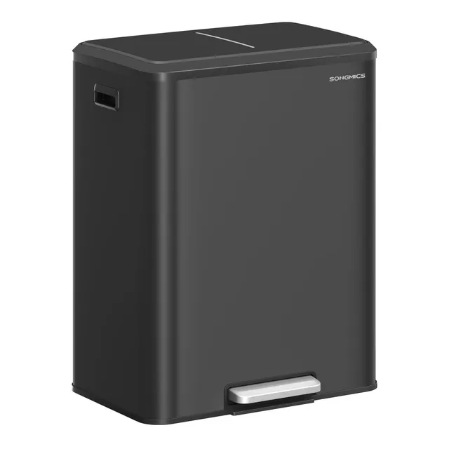 Songmics LTB556B02 pattumiera doppia 2x30 L nero inchiostro acciaio