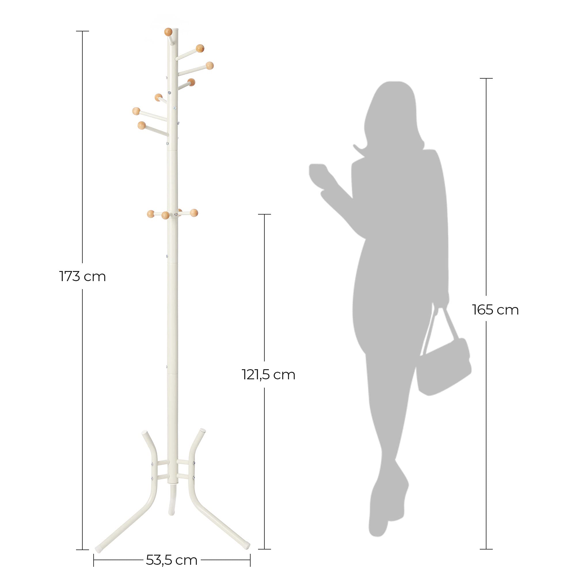 Songmics RCR028W01 appendiabiti da terra bianco 11 ganci acciaio