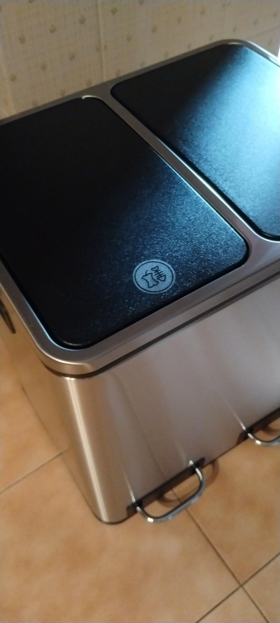 Songmics LTB30H pattumiera doppia 2x15L argento-nero pedale