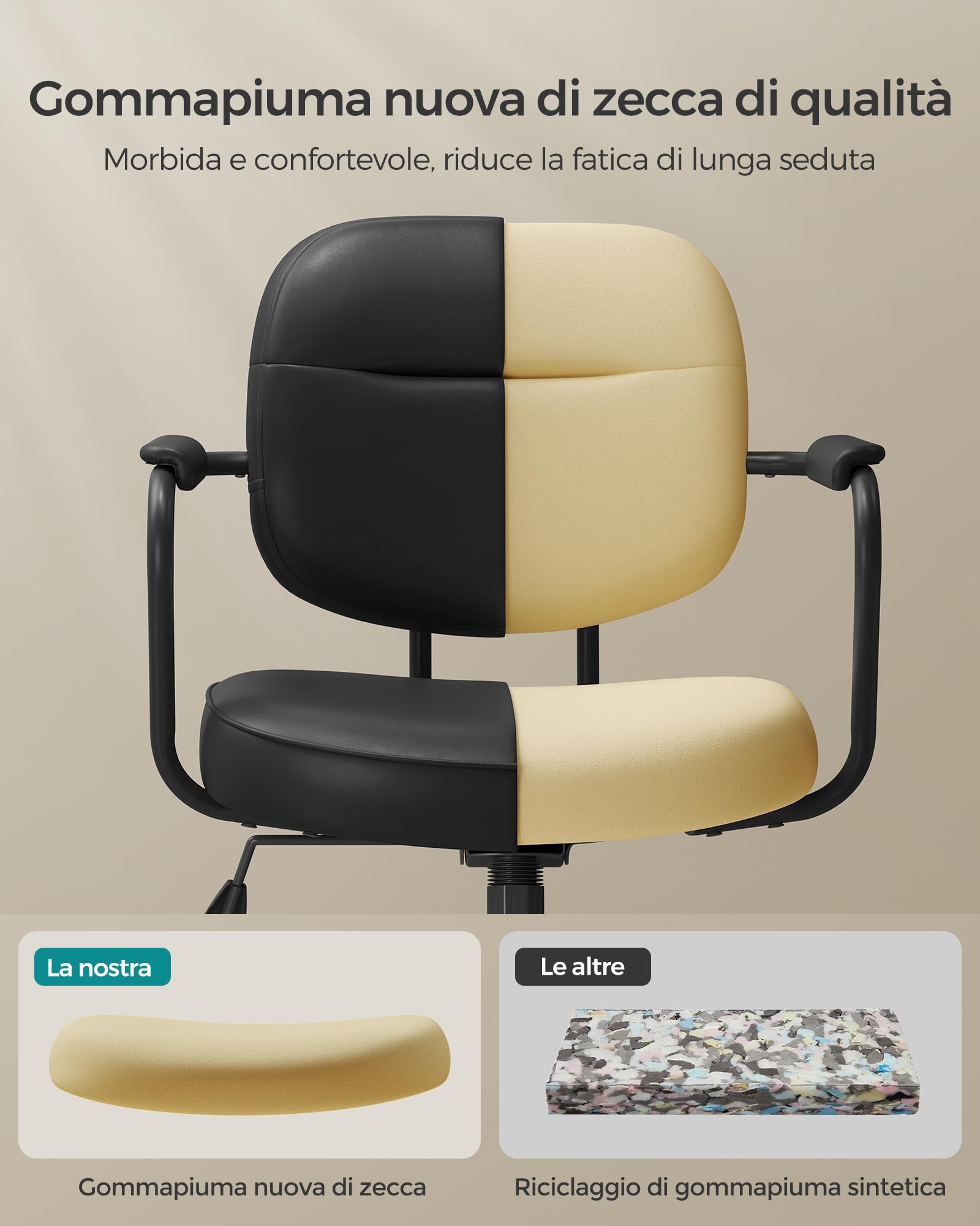 Songmics OBG033B01 sedia da ufficio nera ergonomica