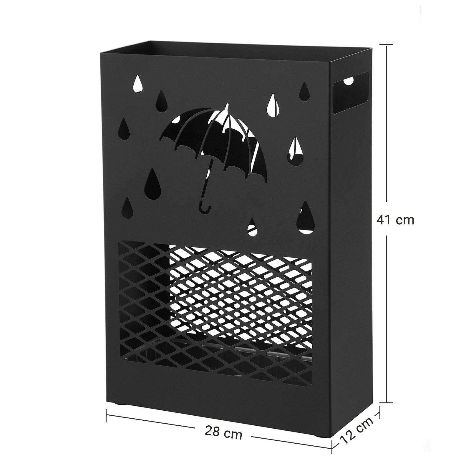 Songmics LUC004B01 portaombrelli nero 28x12x41 cm scolapioggia