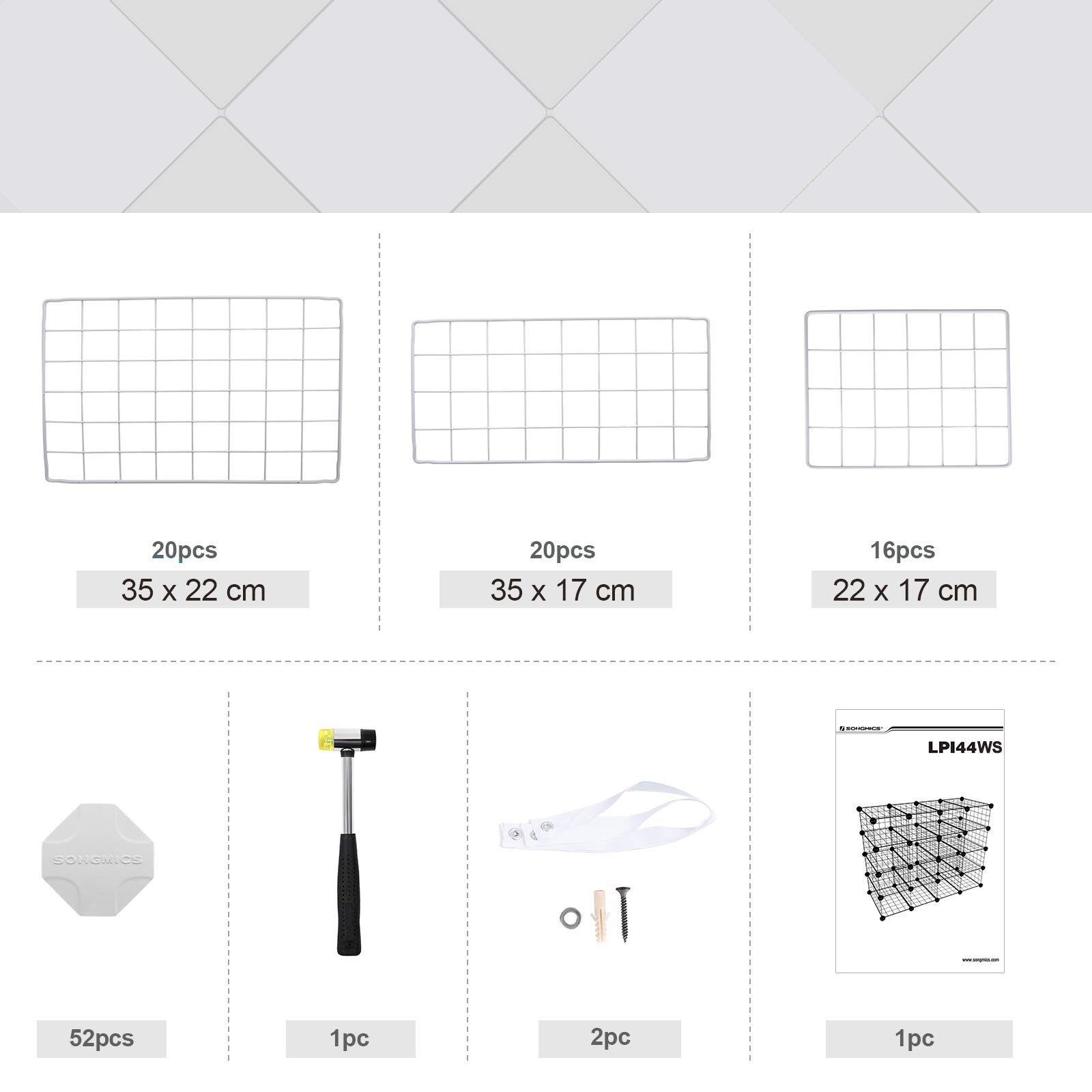 Songmics scarpiera modulare 15 cubi rete metallica 15 paia