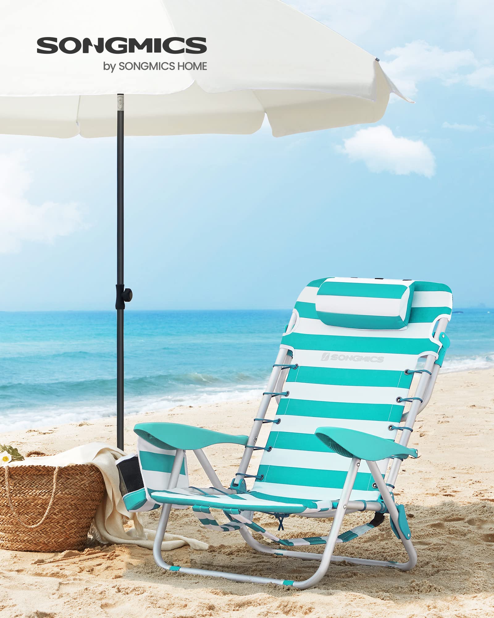 Songmics GCB62JW sedia spiaggia pieghevole verde 150 kg